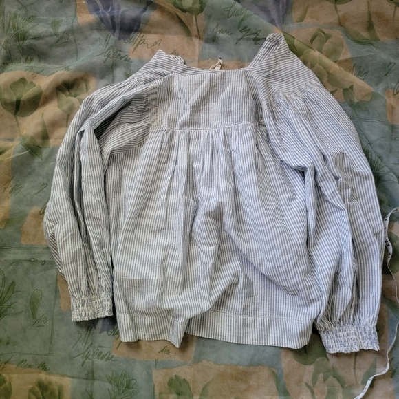 THE GREAT. blue striped blouse - Picture 6 of 6